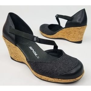 Teva Riviera Black Mary Jane Wedges Size 7.5